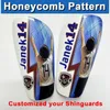 Anpassad personlig Shin Guard Honeycomb Texture Soccer Shin Pad Leg Support Football Shinguard Vuxen Tonåringar Kids Gift 240322