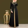 Ethnic Clothing Women's Muslim Abaya Dress Long Sleeve Patchwork Printed Robe O Neck Dubai Turkish High Waist For Party