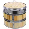 Dubbele Boilers 1 Set Bamboe Stoomboot Meerlaagse Broodjes Keuken Overdekte Voedsel Praktische Mand