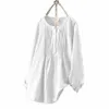 코트 린넨 플러스 크기의 티셔츠 여성 2023 가을 겨울 느슨한 블라우스 대형 풀오버 셔츠 티 여성 의류 y2k 탑 D1GX#