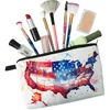fi Bandeira Americana Impressa Bolsas de Cosméticos Femininas Casuais Bolsas de Maquiagem Portátil Bolsas de Higiene Pessoal para Viagem Senhoras Estudantes Estojo de Lápis t6P8 #
