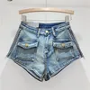 jeans womens shorts Summer new hot girl hot pants with side zipper design washed distressed three point denim shorts sexy