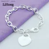 Charm Bracelets New 925 sterling silver heart-shaped pendant lobster clasp suitable for women and mens charming jewelry giftsQ240330