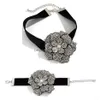 Chokers Übertriebene große Strass-Blumen-Kurzhalskette für Frauen Goth Elegant Black Veet Aesthetic Wed Schmuck Geschenk Dhgarden Dhwyo