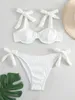 Mulheres Swimwear Cor Sólida Triângulo Pequeno Peito Backless Borboleta Europeu e Americano Meninas Biquíni Split Swimsuit Praia