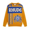 Designer Rhude Hoodies Lettre imprimé à manches longues Men de mode Femmes Sweatshirts Luxury Sweater Hip Hop Sweat-hoodies Luxury Brand Pullovers 558