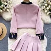 Arbeitskleider OCEANLOVE Koreanische Mode Süße 2 Stück Sets Frauen Outfit Frühling Herbst Einfache Rock Elegante Kontrast Farbe Ropa De Mujer