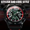 Montres-bracelets Forsining Sports Montre Squelette Automatique Pour Hommes Chic Calendrier Fenêtre Lumineuse Main Mode Montres Mécaniques Bracelet En Caoutchouc