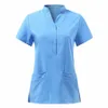 beauty Centre Workwear Spa Uniform Clothing Women Solid Summer Beauty Uniforms Waitr Tops Beautician Nurse Scrub Tops A50 L5zJ#