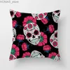 Pillow Colorful Skull Flower case Decorative Printing Square Car Sofa Fashion Cushion Cover 45*45cm Home Decoration Y240406