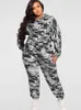 Plus Size Outono Camoue Imprimir 2 Two Piece Set Mulheres Modis Lg Manga Senhoras Com Capuz Moletom Casual Mulher Lápis Calça 2023 F4ma #