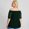 plus Size Sexy Sl Neck Elegant Summer Top Women Lace Patchwork Half Sleeve Casual Blouse T-shirt Tee Plus Size Clothing 6XL Z4gY#