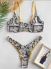 Femmes Sexy Bikini Set Push Up Female Sweins Snakeskin Print Swimwear Swim Sept Two Piece Brésilien Bathing Fult 240321