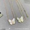 Designer Brand Van High Version Big Butterfly Necklace Womens 18k Rose Gold Lock Bone Chain White Fritillaria Grey Glod