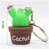 Porte-clés longes mignon silation cactus en pot chaîne plante verte mini bonsaï fleur anneau en caoutchouc souple couple sac de voiture pendentifs l23031 hddef