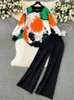 Singreiny Winter Fashion Sweater Sweater Suits Tie-Tie-Dye فضفاضة سراويل طويلة مرنة طباعة غير رسمية من قطعتين