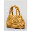 Летняя пляжная сумка ручной работы Маленькая квадратная сумка из тканого дерева с бусинами Дизайн пригородной сумки Полая сумка для женщин Женские кошельки-клатчи s92x #