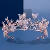 Ręcznie robiona nowoczesna Pearl Rhineste Crown, Tiara Butterfly Floral Crown, Prezent Ślubny, Kwiatowy projekt ręcznie robione włosy korony q9pj#