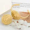 Necklace Earrings Set Dubai Gold Plated Jewelry For Women Round And Bangle Ring 3Pcs Engagement Party Jewellery Gifts