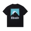 Rhude Mens T Shirt Luxury Man Designer Short Sleeves Hommes femmes petit col rond avec haut respirant en coton imprimé Manches courtes Loisirs Les tendances Rue frite