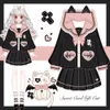 Maternelle Cat Imprimer JK Sailor Costumes Uniformes scolaires japonais pour les filles Nouveaux ensembles Jupe plissée Fuku Anime Cos Costumes Femmes X0Kp #