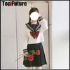 Svart med 3 vita linjer japanska studentens enhetliga JK Uniform Suit LG Kort ärm Sailor Suit Pleated Lolita kjolklassdräkt Q1ln#