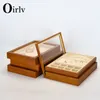 Schmuckbeutel Oirlv Holz 3 in1 Multifunktions-Display-Box Mikrofaser Ring Ohrring Armreif Organizer Fall Retro Luxus Storag