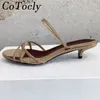 Buty swobodne Sandały na pięcie letni kotek Kobieta wąskie opaska mieszane kolory oryginalne skórzane impreza niskie obcasy gladiator kobiety