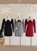 Abiti da lavoro Elegante set a due pezzi lavorato a maglia Donna Design con fiocco Pullover Maglione Mini Gonna a trapezio Autunno Inverno Y2K Abiti slim fit