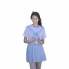 Japanse Schooluniform Voor Meisjes Sailor Tops + Tie + Rok Marine Stijl Studenten Kleding Voor Meisje Plus size Lala cheerleader kleding 84GD #