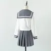 gray Schoolgirl Uniform Japanese Class Navy Sailor School Uniforms 2021 Students Clothes For Girls Anime COS Sailor Navy Suit p72o#