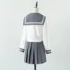 Grijs Schoolmeisje Uniform Japanse Klasse Marine Sailor Schooluniformen 2021 Studenten Kleding Voor Meisjes Anime Cos Sailor Marine Pak P72o #