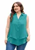 Showmall plus size women summer summer sumber butt down chiff stlouse roough discual tops henley v neck shirt 12w-28w f5md#
