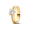 925 Argent Haute Qualité Original Logo Rangée de Coeurs Éternité Vague Bague Femme Saint Valentin Mode Créateur De Luxe Européen Bijoux Cadeau