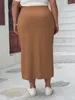 Khaki kjolar plus storlek 4xl hög midja midi kontor lady casual afton club party wear bodyc blyertspenna kjol ny o2au#