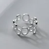 Cluster Ringe S925 Silber Hohl Geometrische Oval Ring Damen Verstellbare Öffnung Einfache Party Schmuck Geschenke
