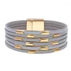 Bracelets de charme Wellmore cuir pour femmes 2024 bracelets de mode élégant multicouche large bracelet bijoux en gros