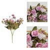 Decorative Flowers Bouquet Artificial Flower Eye-catching 11 Heads Carnation Home Ornament Silk Wedding