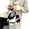 Fluffy Mini Handbag Women's Girls Portable Plush Handbag Autumn Winter Shoulder Clutches Retro Animal Printed Street Travel Påsar W8iw#