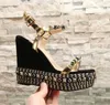 Kobiety luksus Cataclou Cork Wedge Sandal Designer Sandał Sandał Sandał Dziewczęta Wysokie obcasy imprezowe buty ślubne z pudełkiem US 35-41