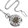 Pocket Watches Vintage Antique Open Face Watch Unisex Automatisk mekanisk med lysande händer Romerska Number Design Pendant Chain