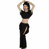 Belly Dance Practice Clothes Set Short Hermes Top+byxor 2st Cusomzied Adult Children Bellydancing Suit Kid Oriental Outfit H70S#