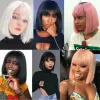 Wigs AZQUEEN Synthetic Short Bob Straight Wig With Bangs for Women Bob Wigs Black Pink for Party Daily Use Shoulder Length