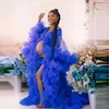 Kvinnor Maternity Dres LG Fluffy Tulle Bathrobe Evening Dres för Photoshoot Party Bridal Prom Sleepwear Custom Made 63HW#