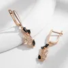 Boucles d'oreilles Kinel noir naturel Zircon papillon longue goutte pour les femmes de luxe 585 couleur or Rose Animal quotidien bijoux fins cadeau