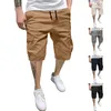 メンズショーツオスの夏のソリッドカラーカジュアルオールファッショナブルな織物貨物パンツポケット付きリトルマン4詰め物