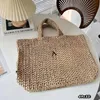 Borsa tote Borsa di design Borsa di paglia Borsa a tracolla singola con lettera Comodo spazio per riporre le borse da spiaggia per le vacanze estive Borsa in lino Lafite con grande capacità per il tempo libero