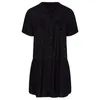 plus Size Summer Elegant Lgline Smock Shirt Women Short Sleeve Black Casual Tiered Blouse Large Size Loose Black Shirt 6XL 7XL u869#