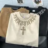Y2K TOPS Retro Letter Cross Graphic t-shirts Suede Suede à manches courtes Femme Hip Hop Labie Malte à manches Streetwear 240321