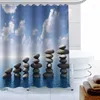 Shower Curtains ShunQian Stone Flowers Curtain Polyester Fabric Bath Screens For Bathroom 3D Waterproof Hook